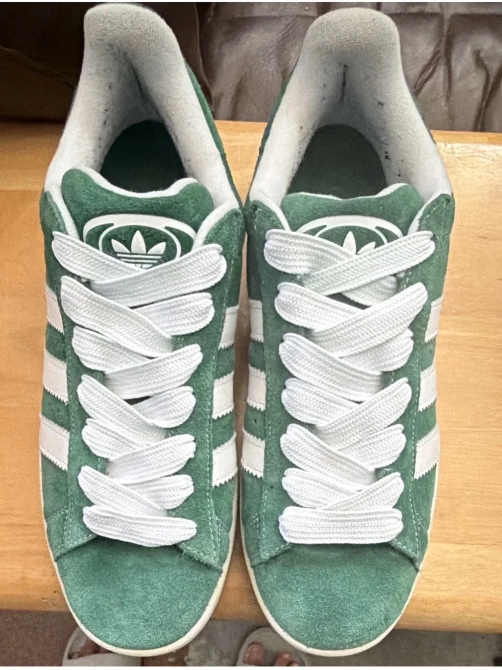Adidas Campus Men's Green/White Suede Low Top Lace-Up Sneakers
